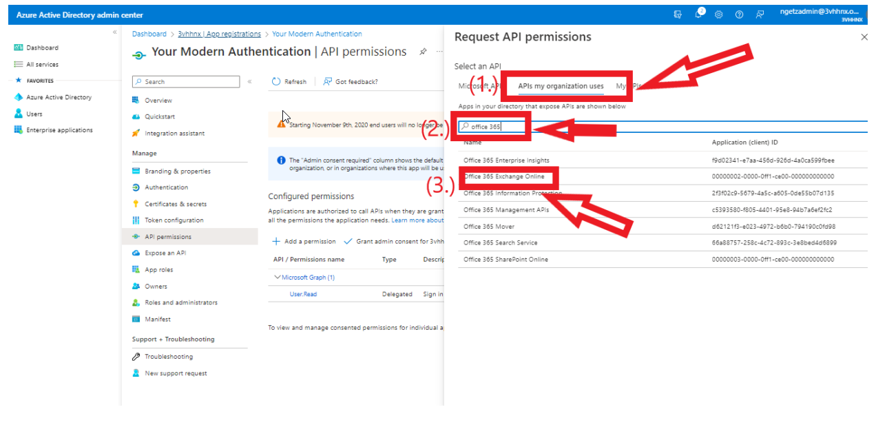 Migration Wizard Modern Authentication Setup